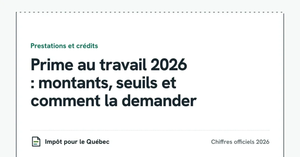 Prime au travail 2026 : montants, seuils et comment la demander