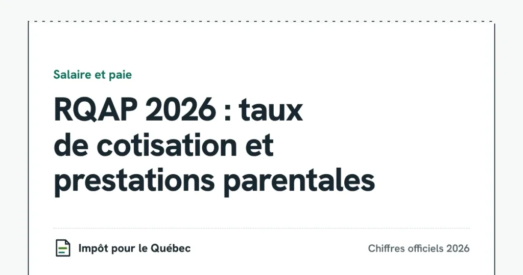 RQAP 2026 : taux de cotisation et prestations parentales